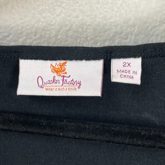 Quacker Factory Womens Plus 2X Black Sequin Embellished Floral Top Shirt - Picture 4 of 10